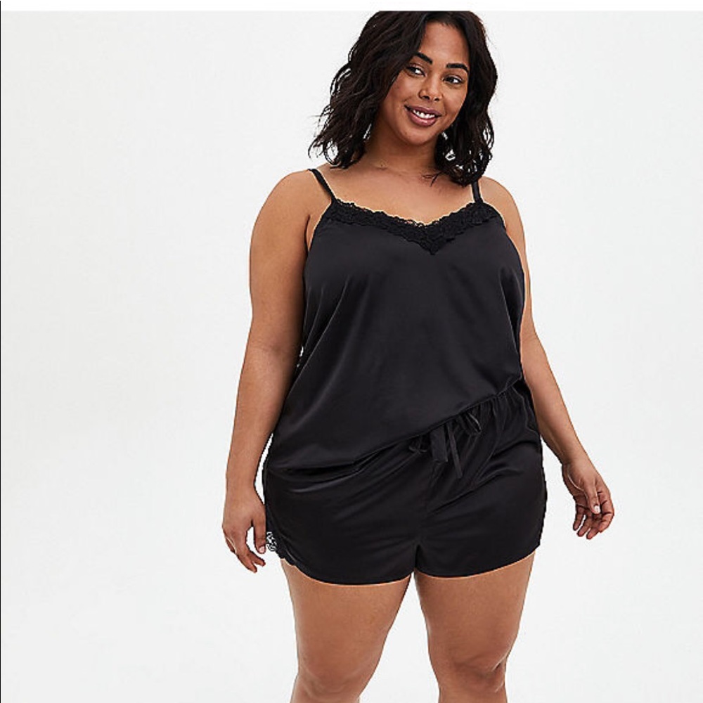 Black Satin Sleep Set